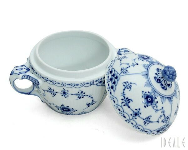 ロイヤルコペンハーゲン（Royal Copenhagen） ブルーフルーテッド ハーフレース/Blue Fluted Half Lace シュガーボックス 大 ブルー