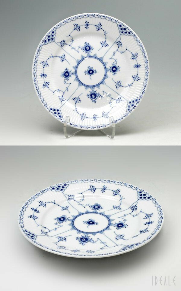 ロイヤルコペンハーゲン（Royal Copenhagen） ブルーフルーテッド ハーフレース/Blue Fluted Half Lace プレート19cm フラット