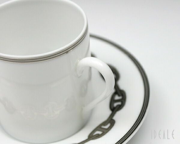エルメス（HERMES） シェーヌダンクル プラチナ/Chaine d'ancre platinum コーヒーカップ&ソーサー ペア
