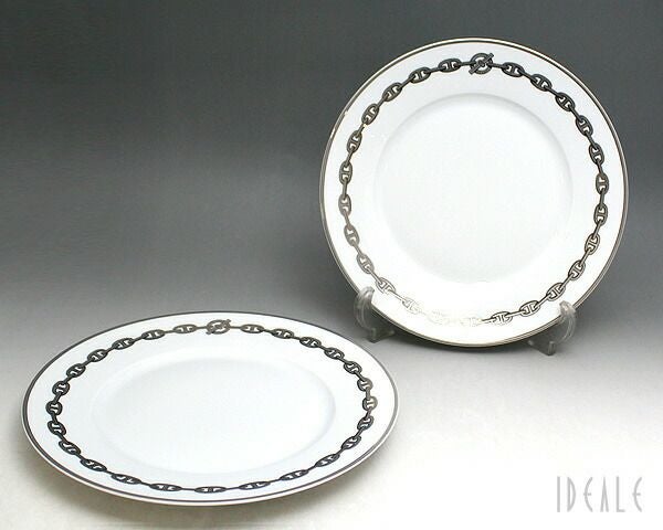 エルメス（HERMES） シェーヌダンクル プラチナ/Chaine d'ancre platinum プレート 27cm ペア