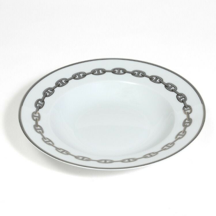 エルメス（HERMES） シェーヌダンクル プラチナ/Chaine d'ancre platinum スーププレート 22cm ペア