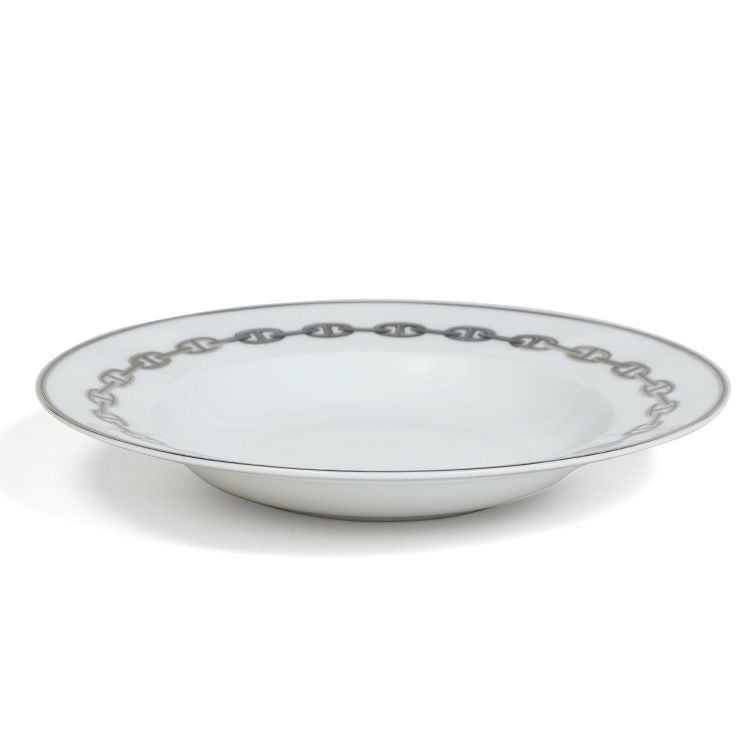 エルメス（HERMES） シェーヌダンクル プラチナ/Chaine d'ancre platinum スーププレート 22cm ペア