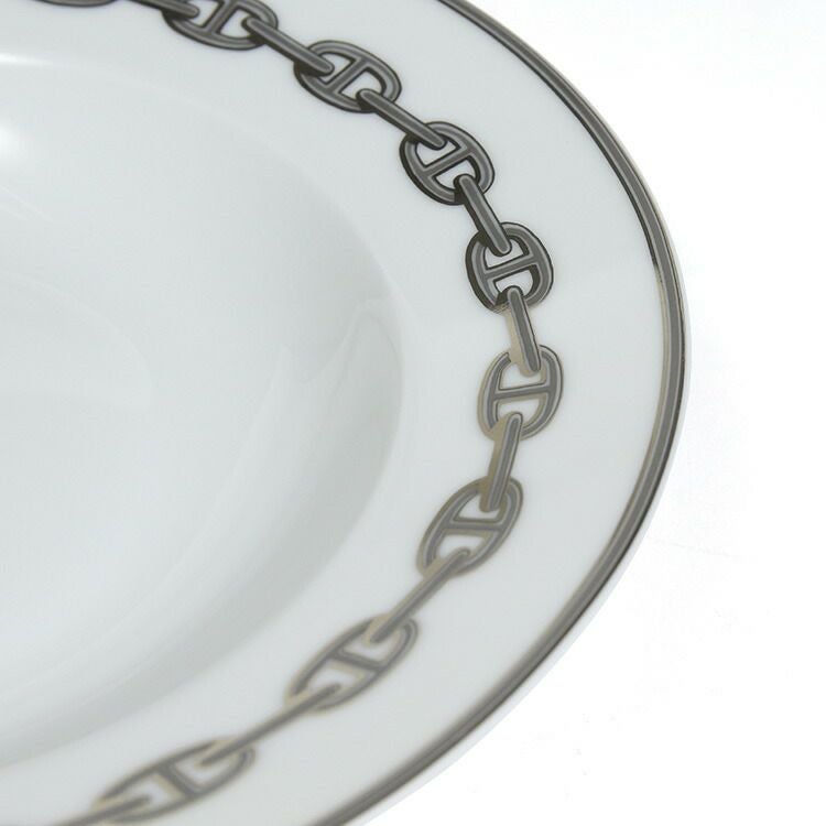 エルメス（HERMES） シェーヌダンクル プラチナ/Chaine d'ancre platinum スーププレート 22cm ペア