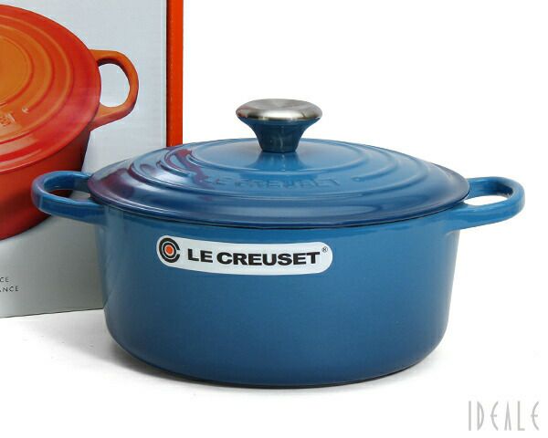 ル・クルーゼ（Le Creuset） 両手鍋 ココットロンド 24cm マルセイユブルー