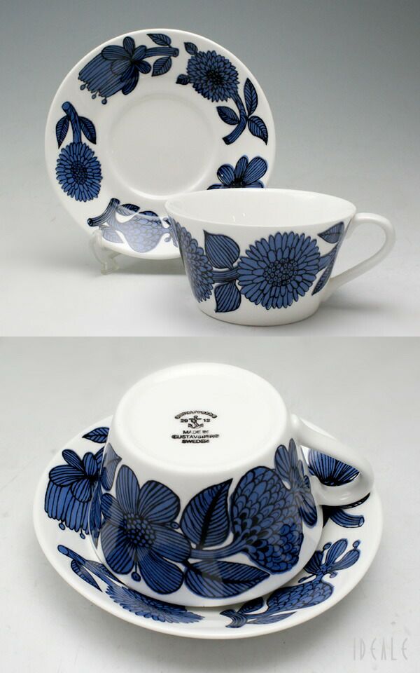 グスタフスベリ（Gustavsberg） ブルーアスター/Blue Aster ティーカップ＆ソーサー 復刻版