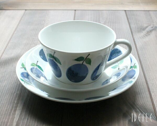 グスタフスベリ（Gustavsberg） プルーヌス/Prunus ティーカップ＆ソーサー + プレート 18cm 復刻版