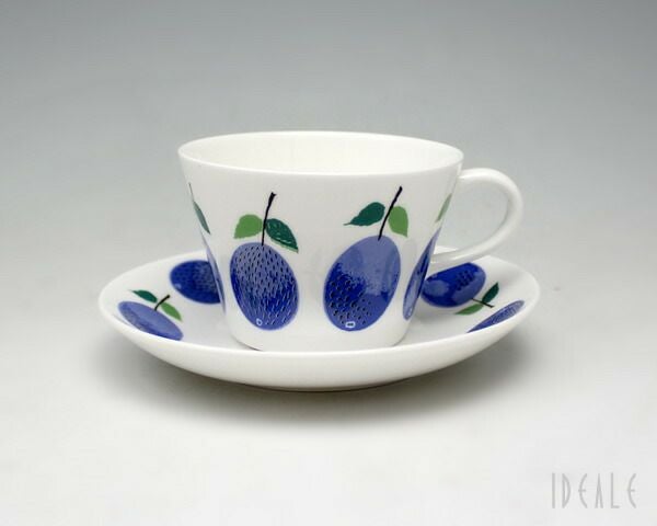 グスタフスベリ（Gustavsberg） プルーヌス/Prunus コーヒーカップ＆ソーサー + プレート 18cm 復刻版