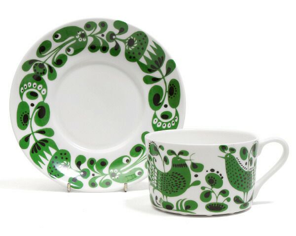 グスタフスベリ（Gustavsberg） チュールチュール/Turtur ティーカップ＆ソーサー + プレート 18cm 復刻版