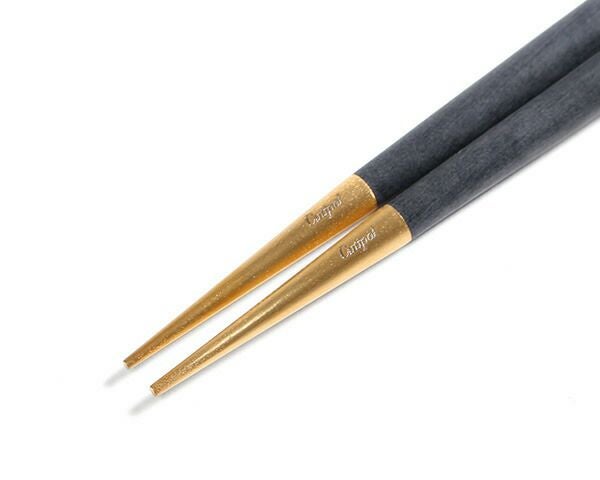 クチポール（Cutipol） ゴア/GOA 箸 + 箸置きセット ブラックマットゴールド