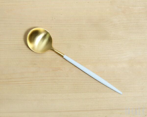 クチポール（Cutipol） ゴア/GOA デザートスプーン ホワイトマットゴールド