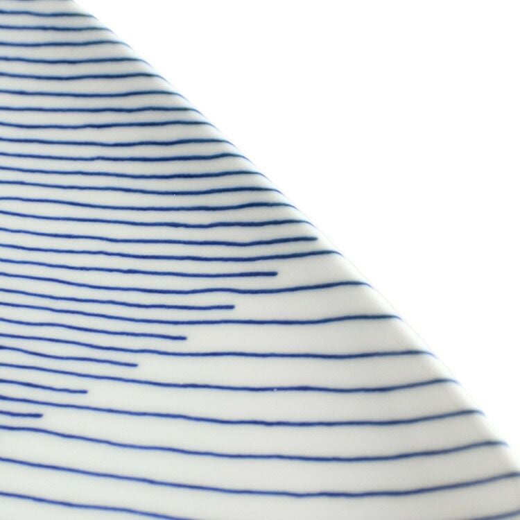 白山陶器 反角多様皿 21cm ホワイト/ブルー