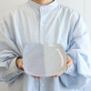 白山陶器 反角多様皿 21cm ホワイト/ブルー