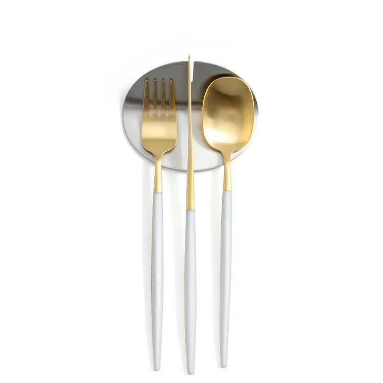 クチポール（Cutipol） ナウ/NAU デザート3点＆カトラリーレスト1点 ホワイトマットゴールド