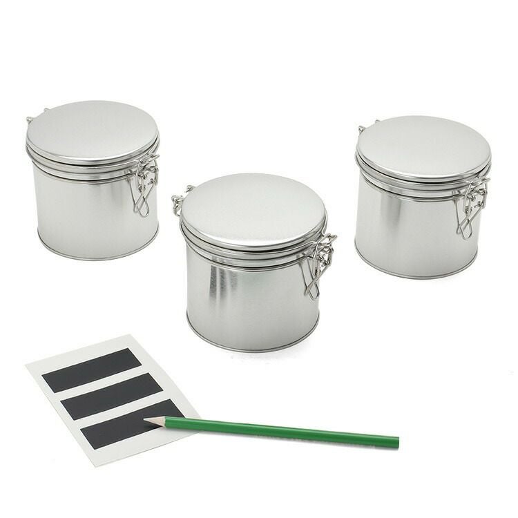 サイドバイサイド（SIDE BY SIDE） ブリキのお茶缶 3点セット シルバー