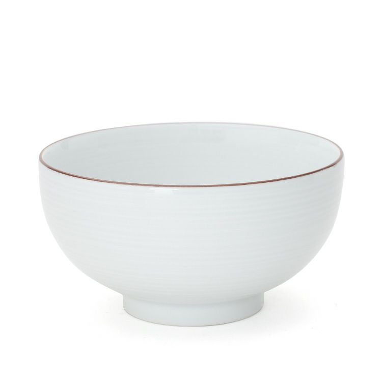 白山陶器 白磁千段 5寸深めん丼 16cm