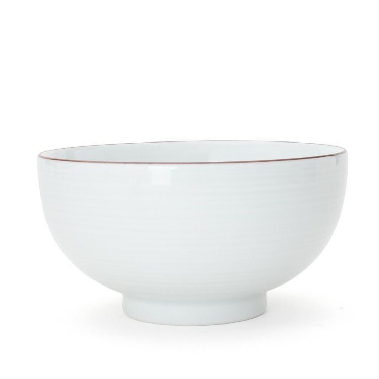 白山陶器 白磁千段 5寸深めん丼 16cm