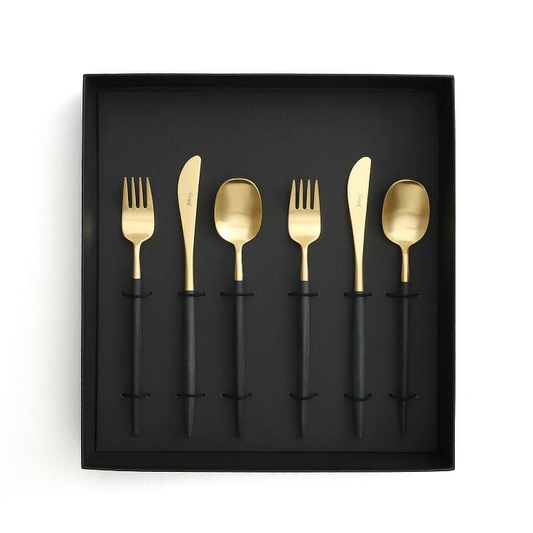 クチポール（Cutipol） ナウ/NAU デザート6点セット 化粧箱付 ブラックマットゴールド