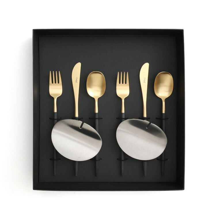 クチポール（Cutipol） ナウ/NAU デザート8点セット 化粧箱付 ブラックマットゴールド