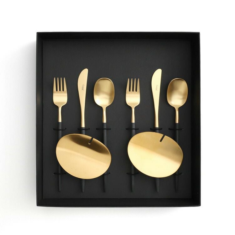 クチポール（Cutipol） ナウ/NAU デザート8点セット 化粧箱付 ブラックマットゴールド