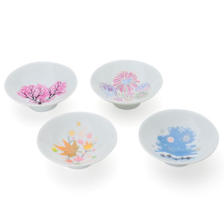 丸モ高木陶器 冷感 平盃 4点セット ホワイト