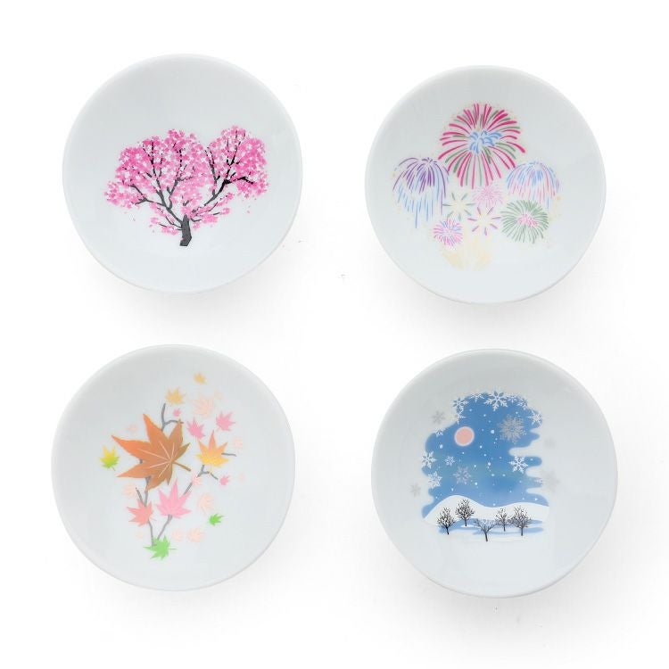 丸モ高木陶器 冷感 平盃 4点セット ホワイト