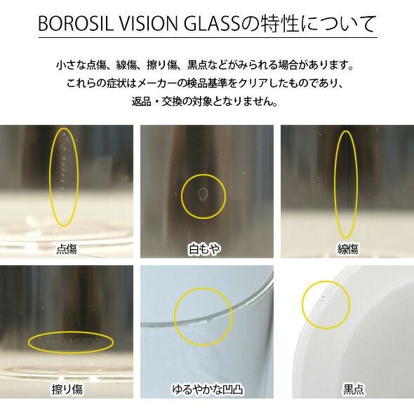 ボロシル（BOROSIL） ヴィジョングラス/VISION GLASS コルクリド（蓋）付 S×6個セット