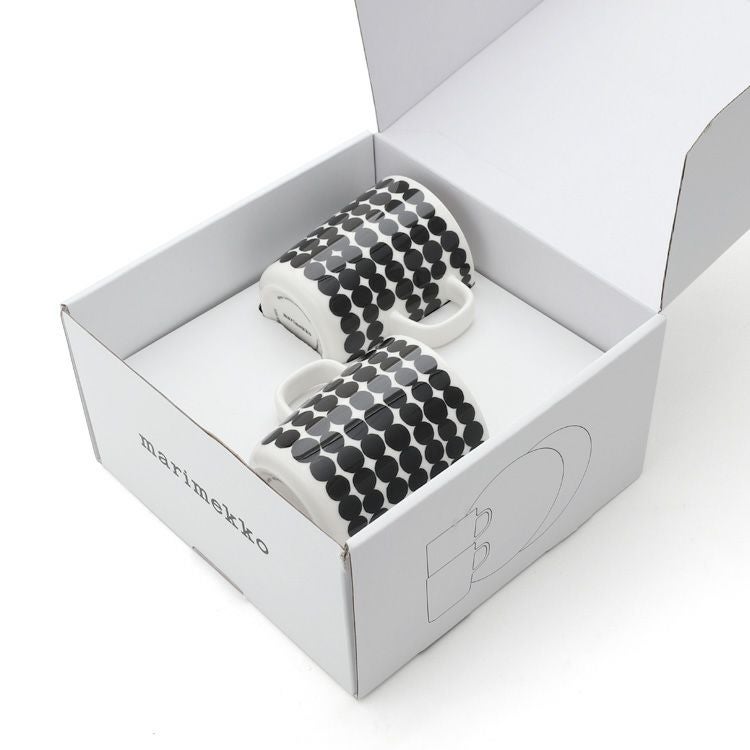 マリメッコ（marimekko） シイルトラプータルハ/SIIRTOLAPUUTARHA マグカップ250ml×2点＆プレート20cm×2点 ホワイト/ブラック