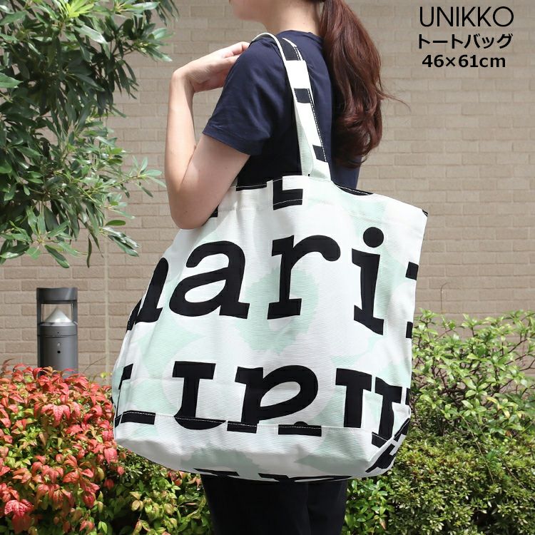 マリメッコ（marimekko） ウニッコ/UNIKKO トートバッグ KIOSKI ライトグリーン/オフホワイト/ブラック