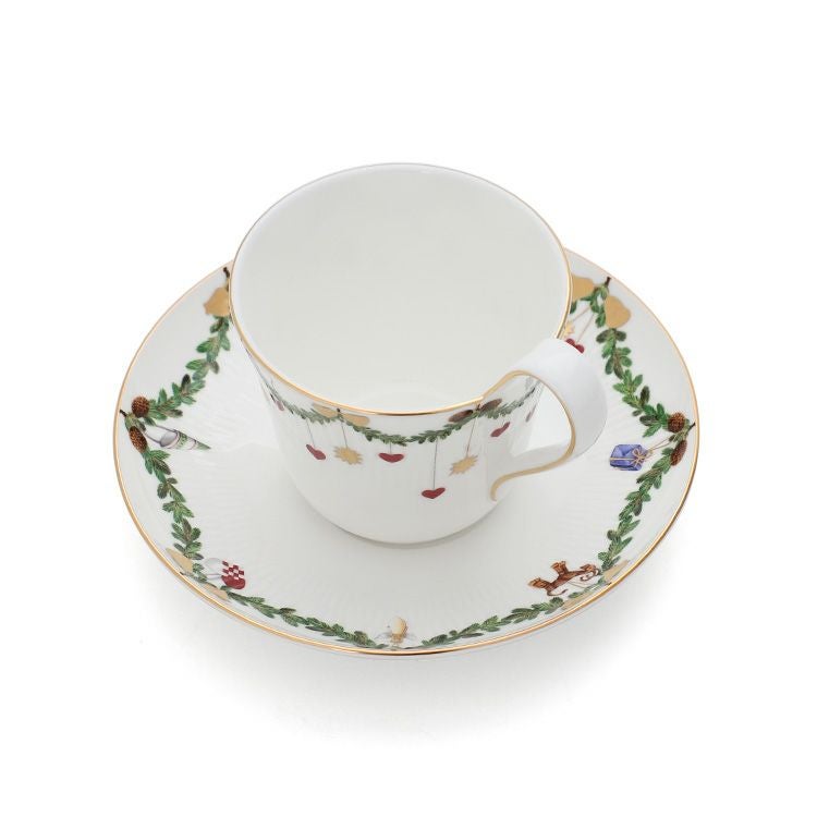 ロイヤルコペンハーゲン（Royal Copenhagen） スターフルーテッド クリスマス/Star Fluted Christmas ハイハンドルカップ&ソーサー