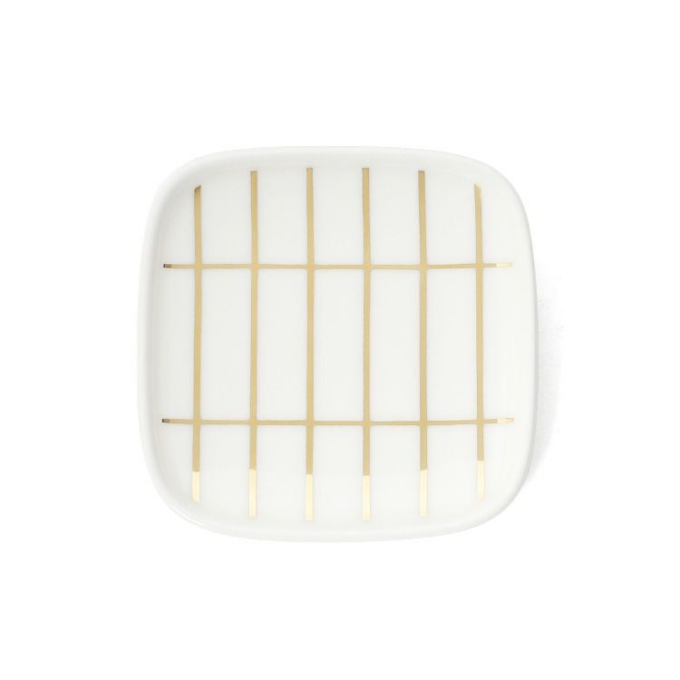 マリメッコ（marimekko） ティイリスキヴィ/TIILISKIVI プレート 10cm ホワイト/ゴールド