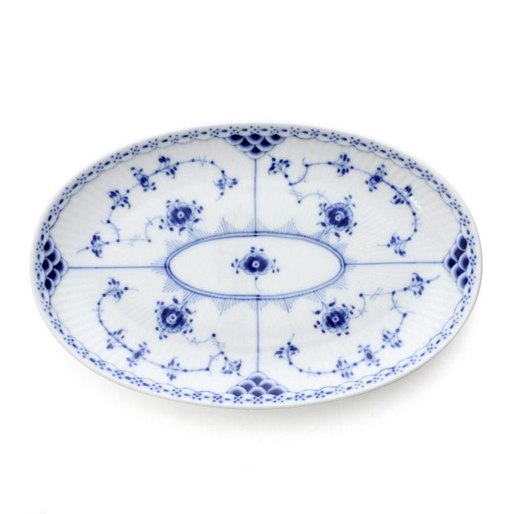 ロイヤルコペンハーゲン（Royal Copenhagen） ブルーフルーテッド ハーフレース/Blue Fluted Half Lace オーバルディッシュ 23.5×15cm
