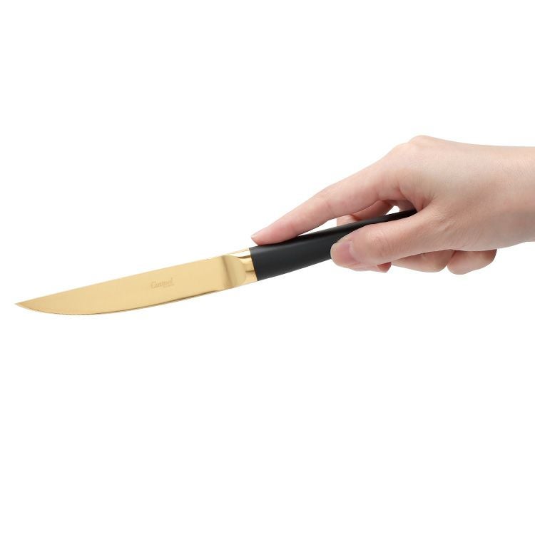 クチポール（Cutipol） リブ/RIB ステーキナイフ 2点セット 化粧箱付 ブラックマットゴールド