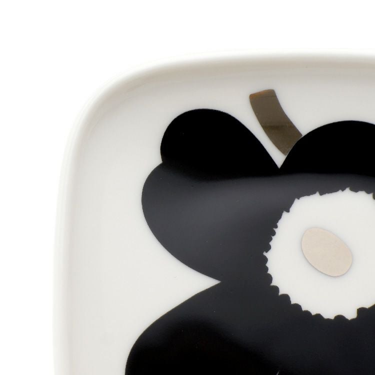 マリメッコ（marimekko） ウニッコ/Unikko プレートセット 10cm×10cm ブラック/シルバー