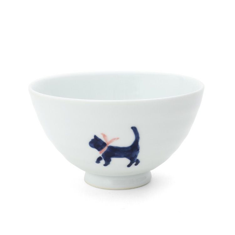 藍花 気まま猫 飯碗