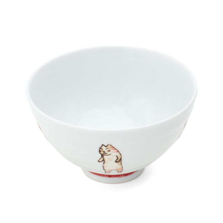 藍花 たち猫 飯碗