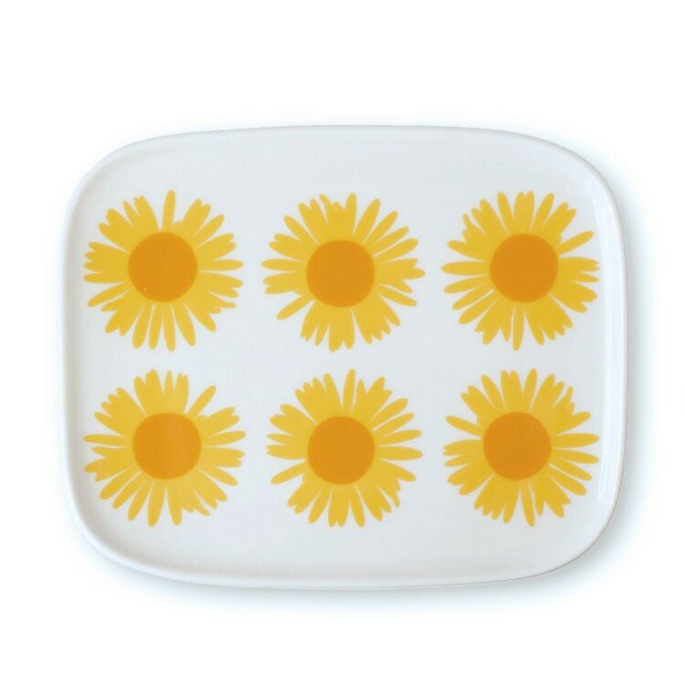 ★★★アウトレット（訳あり）★★★ マリメッコ（marimekko） アウリンゴンクッカ/Auringonkukka プレート 15×12cm ホワイト/イエロー